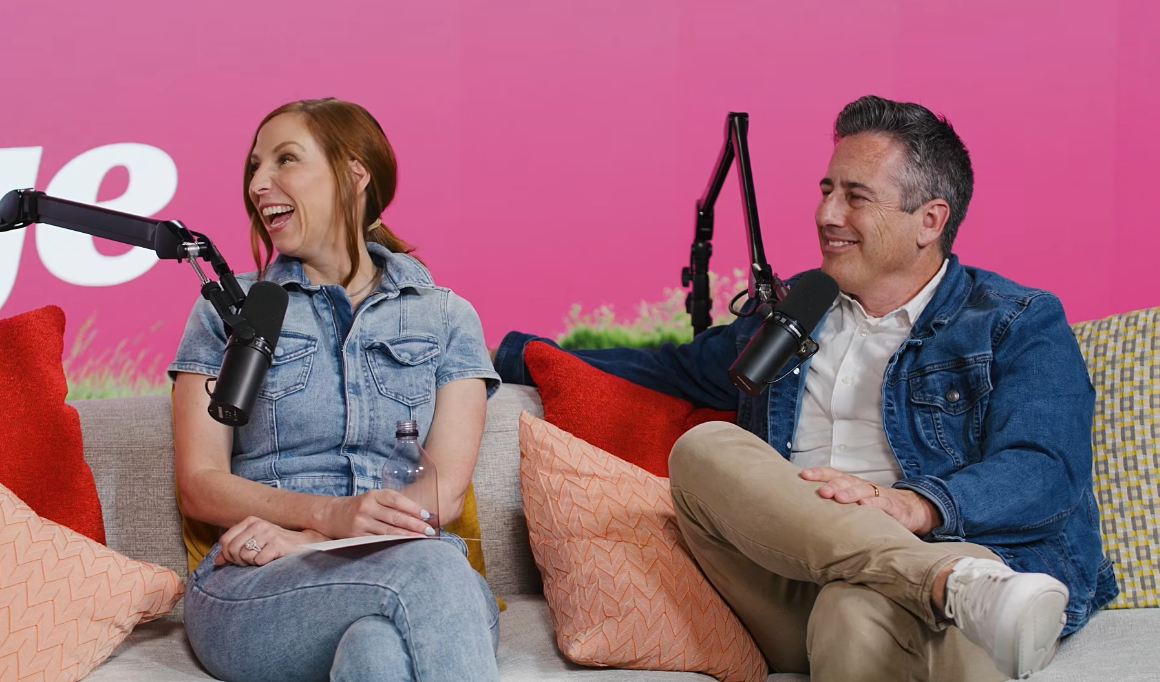 Dave and ashley willis sitting and talking on the naked marriage podcast for xo marriage